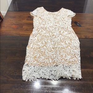 White dress with tan underlay